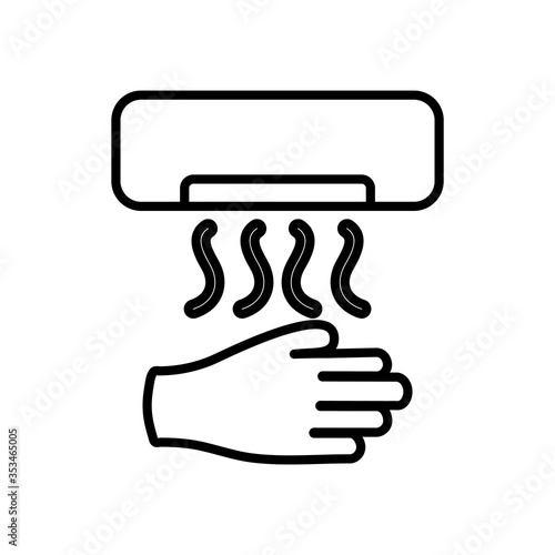 dryer and hand icon, line style