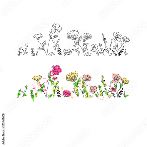 Fiori Vettoriale, Primavera, Fiori Colorati, Fiori bianco e nero, Fiori grafica minimal