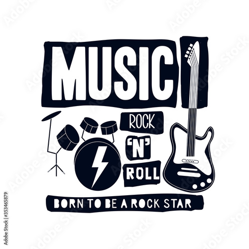 Hand drawn music elements. Music about doodle illustration. Vector illustration. Hand drawing slogans and icons vector.	