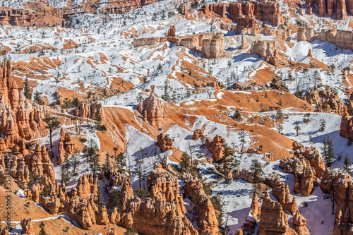 red rock canyon in winter snow