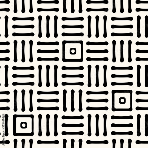 Vector seamless geometric pattern with abstract repeatable hand drawn lines. Modern stylish texture. Monochrome background for textile, print and web design