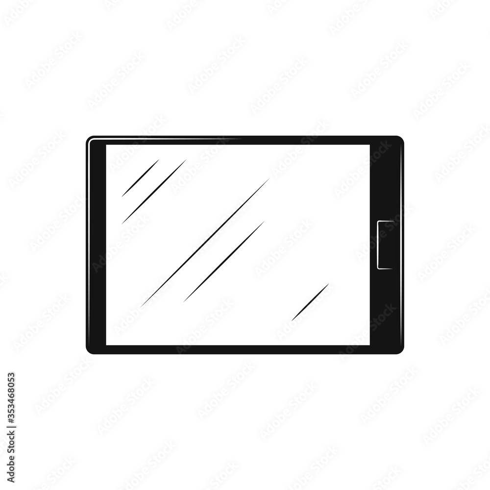 Tablet Black flat design Icon Isolated on white background Tablet Black flat design Icon Isolated on white background