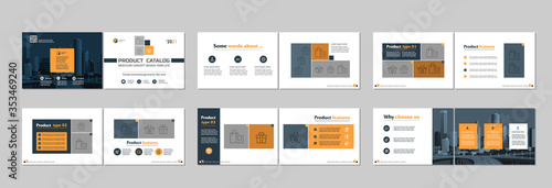 Brochure creative design. Multipurpose template, include cover, back and inside pages. Trendy minimalist flat geometric design. Horizontal landscape a4 format.