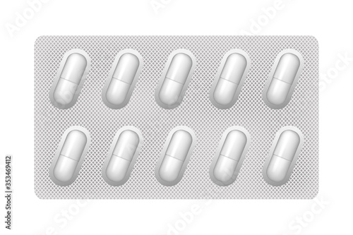 Plate of pills. Medical tablets of various forms. Medical and Healthcare Concept.  Medical drug tablet for illness and pain treatment. 