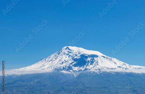 Close up view of mountain Ararat peak. Armenia.