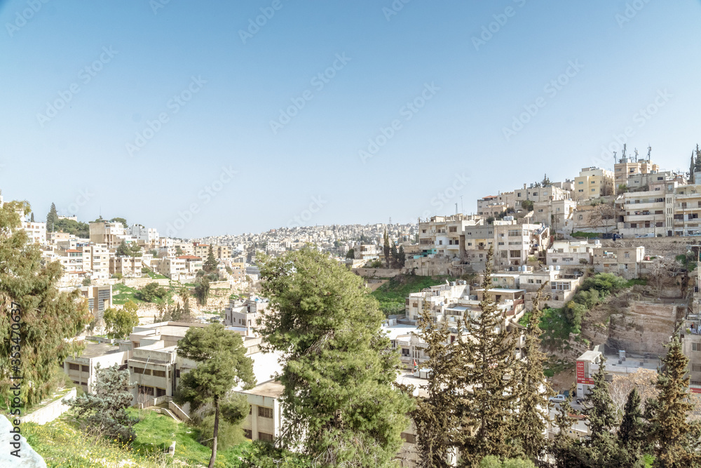 AMMAN, JORDAN - FEBRUARY 15: Streets of Amman the capital city of Jordan, on 15th February 2019 in Amman, Jordan.