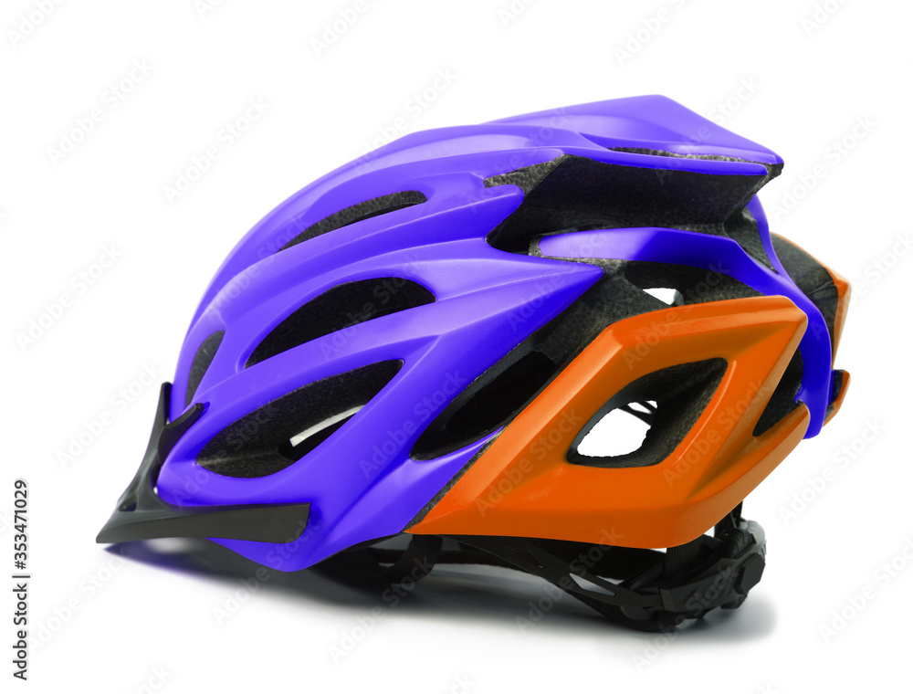 Multicolor bicycle helmet on white background