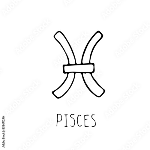 Pisces isolated single simple astrology sign in vector