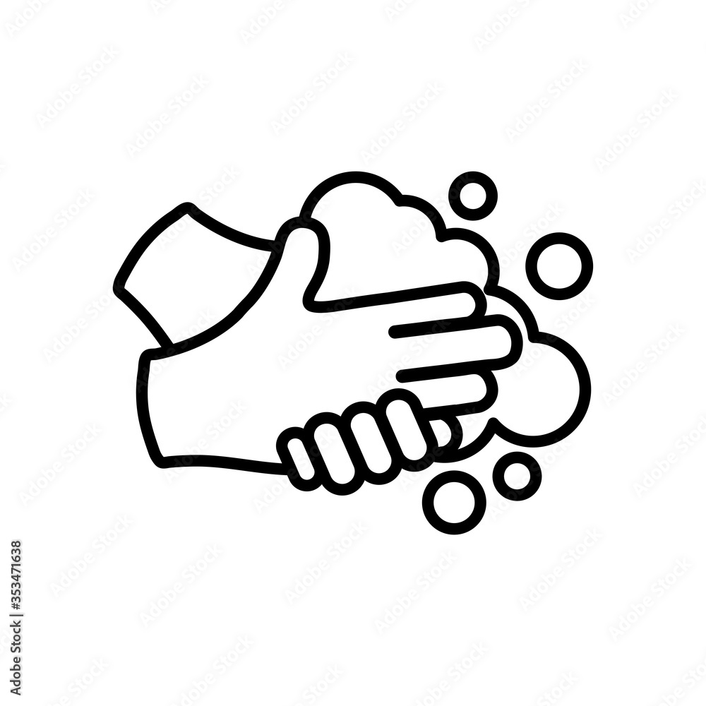 hands washing with water, line style hands washing with water, line style