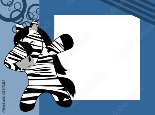 dab dabbing pose zebra kid cartoon picture frame background in vector format