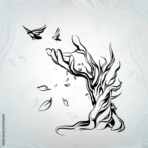 Ancient tree in the form of a hand