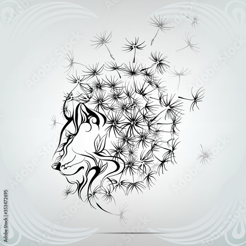 Lion with a mane of dandelion