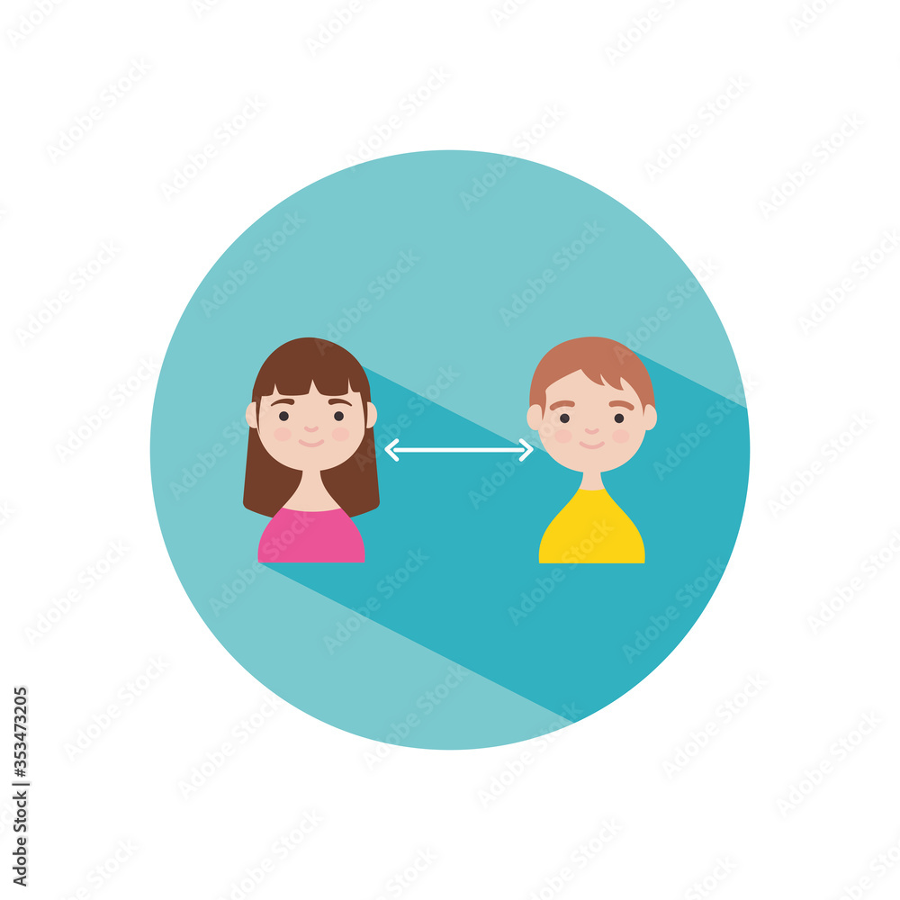Social Distancing, Woman and man keeping distance for infection risk and disease for prevent virus Covid-19, block style Social Distancing, Woman and man keeping distance for infection risk and disease for prevent virus Covid-19, block style