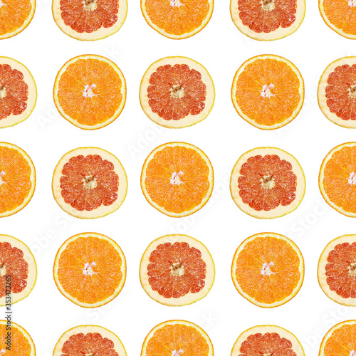 Seamless pattern of isolated slices of grapefruit and orange. Stock illustartion for web and print  wallpaper  background  design and packaging  wrapping and scrapbooking paper