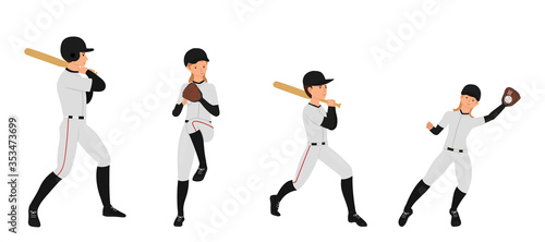 Baseball players icon set © Vladislav