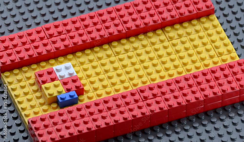 Flag of Spain made of plastic block bricks Flag of Spain made of plastic block bricks