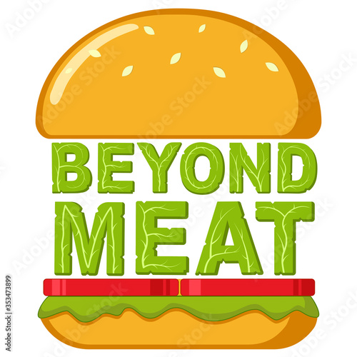A beyond delicious plant based non meat cheeseburger. Isolated vector illustration on white background.