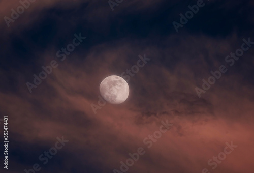 Sunset Clouds Moving over the Moon