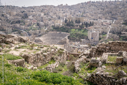 AMMAN, JORDAN - FEBRUARY 15: Streets of Amman the capital city of Jordan, on 15th February 2019 in Amman, Jordan.