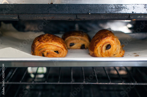 Croissant in the oven