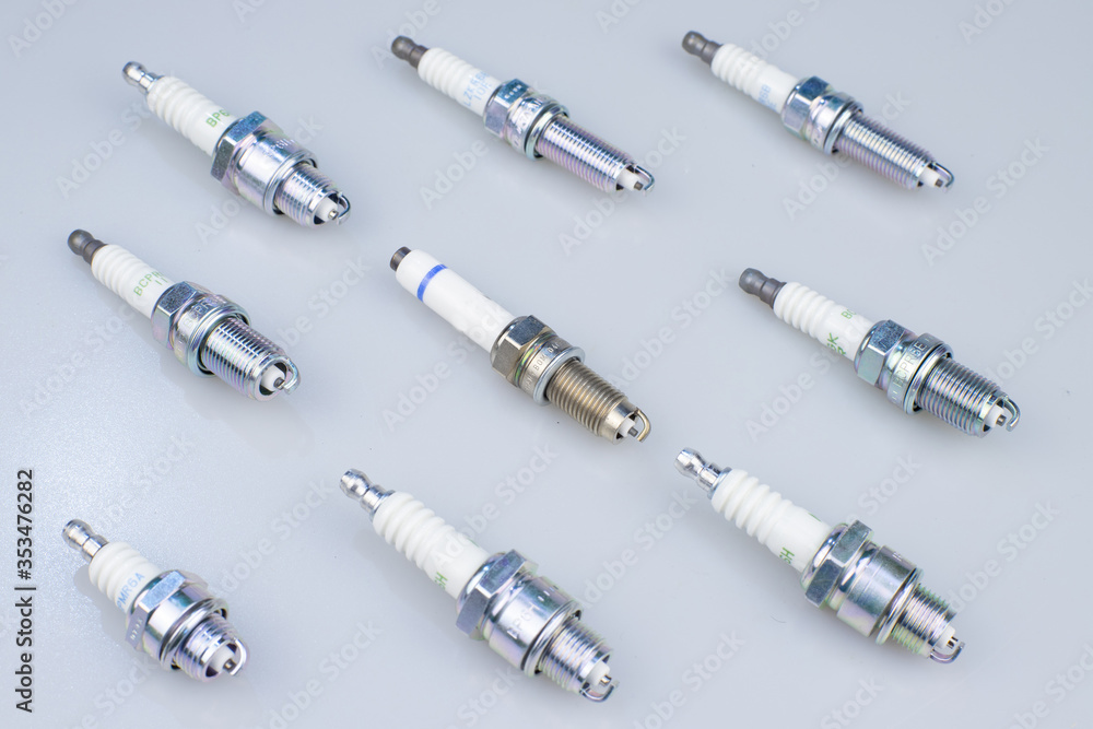 Spark Plugs for Car. On white background. Spark Plugs for Car. On white background.