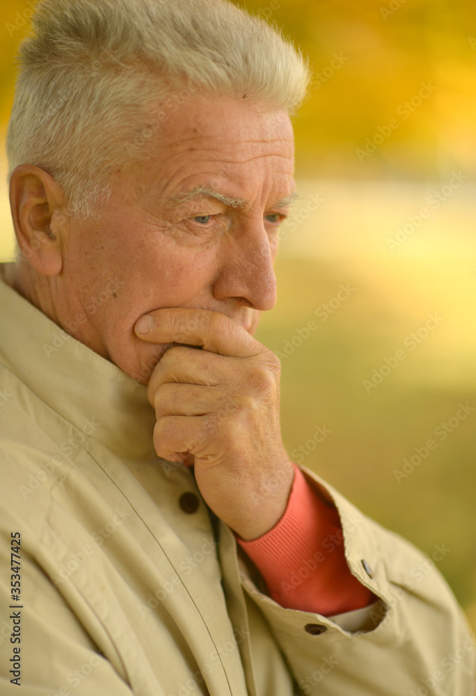 Close up portrait of thoughtful senior man Close up portrait of thoughtful senior man