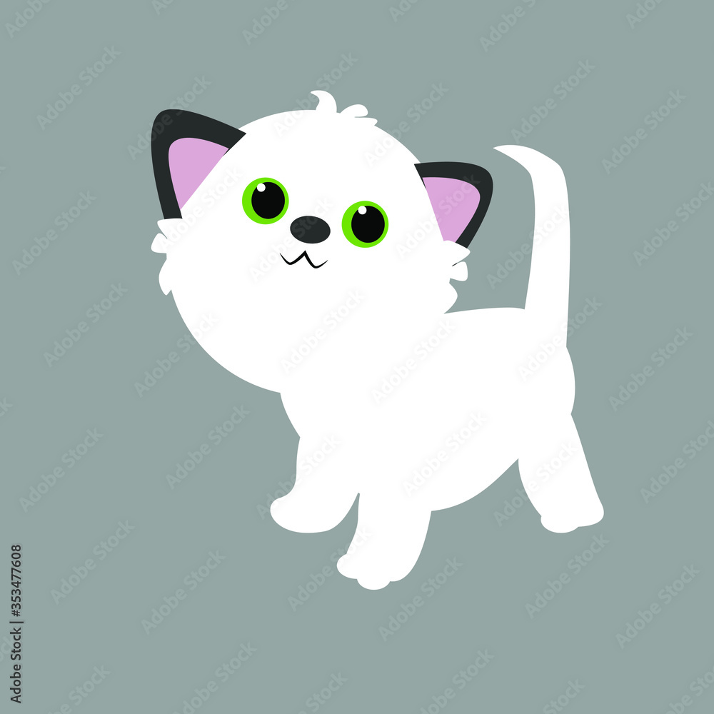 white cute little kitten vector white cute little kitten vector