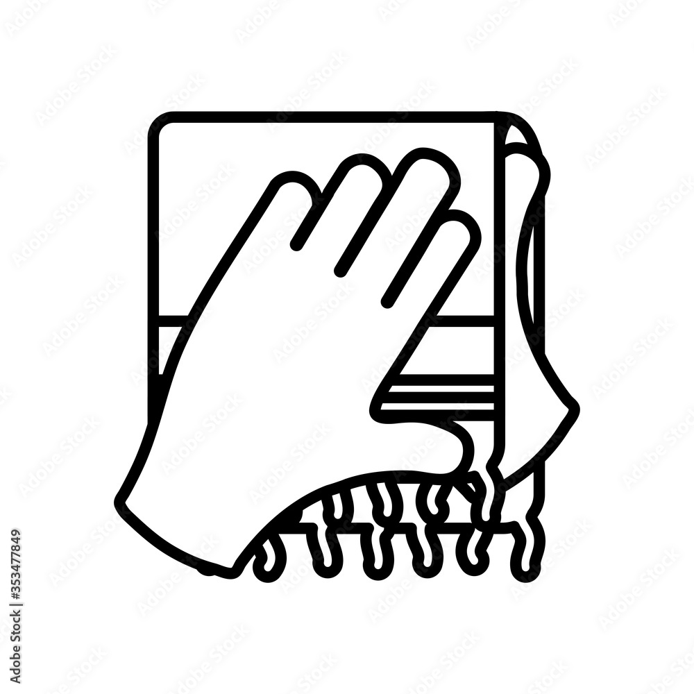 hands drying on the towel, line style hands drying on the towel, line style