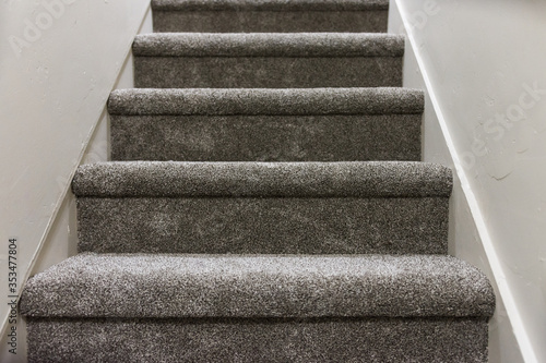 New grey carpet on stairs
