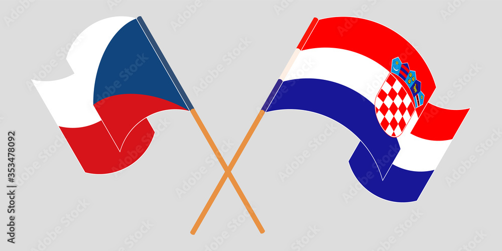 Crossed and waving flags of Croatia and Czech Republic Crossed and waving flags of Croatia and Czech Republic