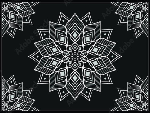 Mandala background in arabic islamic east style. decorative mandala for print, poster, cover, brochure, flyer, banner. arabic and mandala background in black and white. Seamless arabic background.