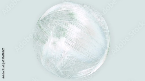 Lovely bright 3D sphere with beautiful fluid hair, dynamic lines or fishing line. Seamless loop abstraction