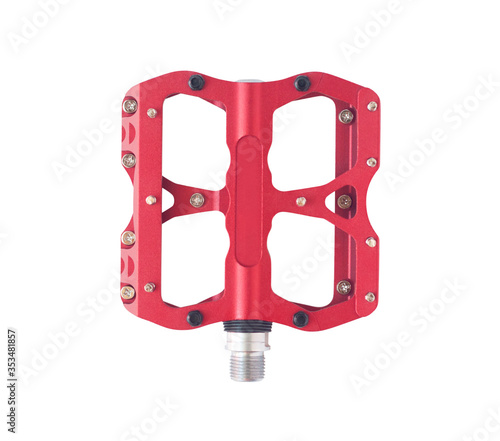 Red bicycle pedal isolated on white background
