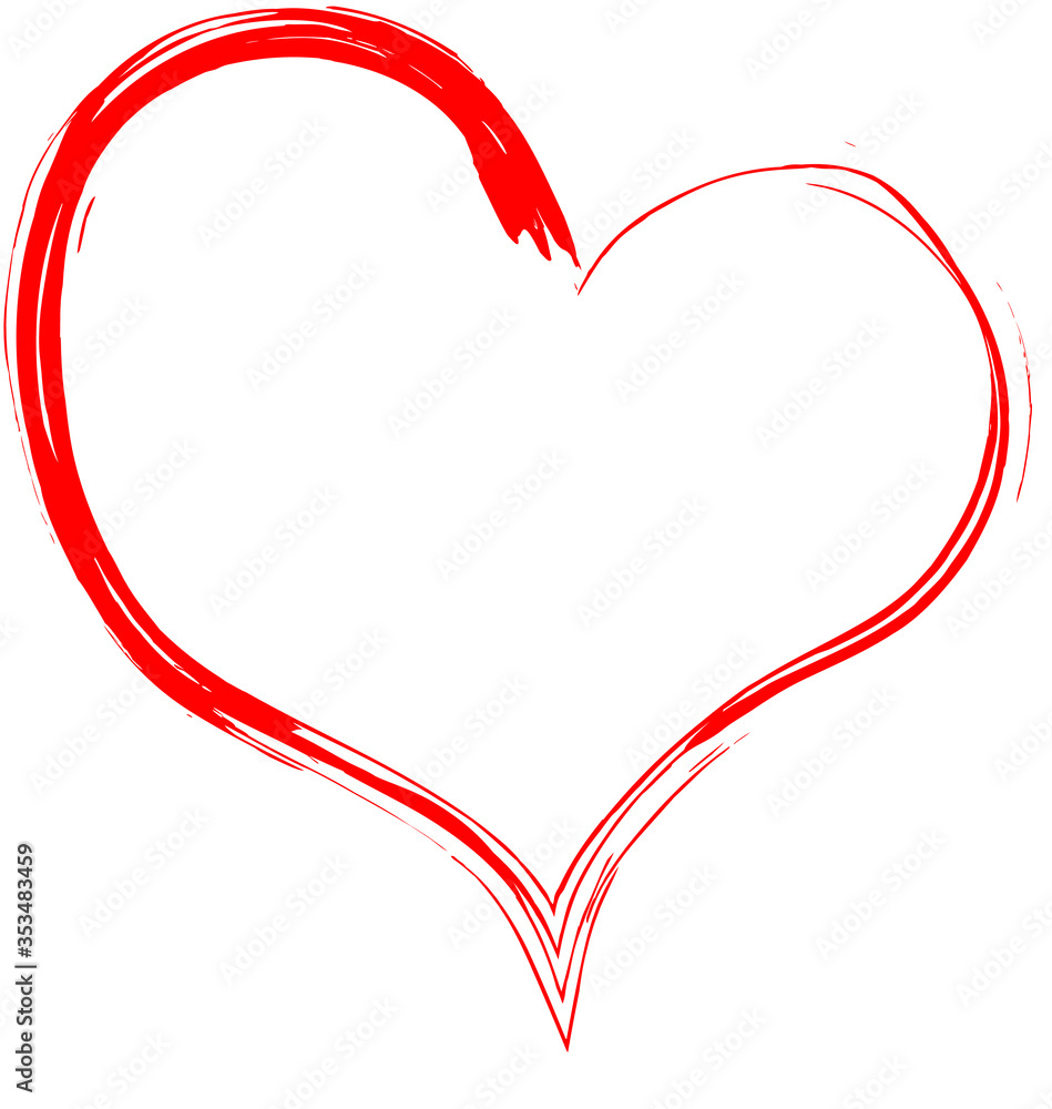 Red heart - doodle style outline for romantic valentines day greeting card. Vector graphic for web design, beautiful icon for cover. Red heart - doodle style outline for romantic valentines day greeting card. Vector graphic for web design, beautiful icon for cover.