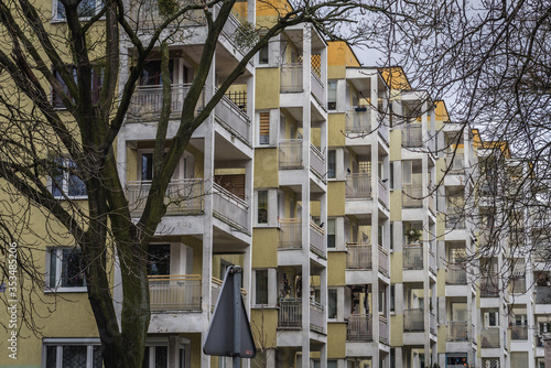 Exterior view of house of flats in Torun city, Poland photo