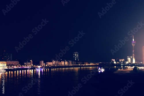 Night pictures of Düsseldorf and Rhine in Germany © Rashid