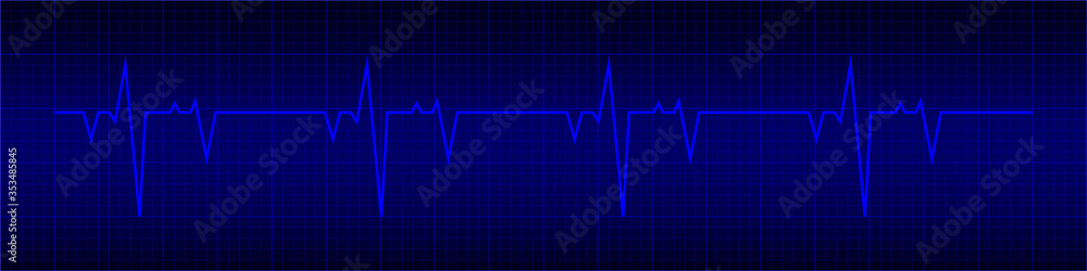 Heart rhytm. Blue electrocardiogram. Heartbeat. Heartbeat line. Vector illustration.
