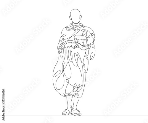 Canvas Print buddhist monk is coming
