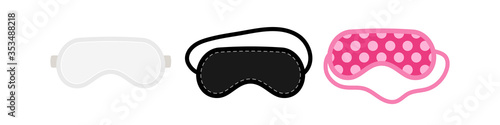 Sleep masks icon set flat design cartoon vector illustration.