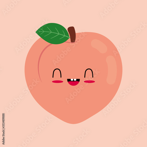 vector flat illustration of cute cartoon peach