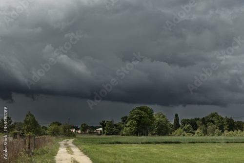 Ciemne, złowrogie chmury na niebie. photo