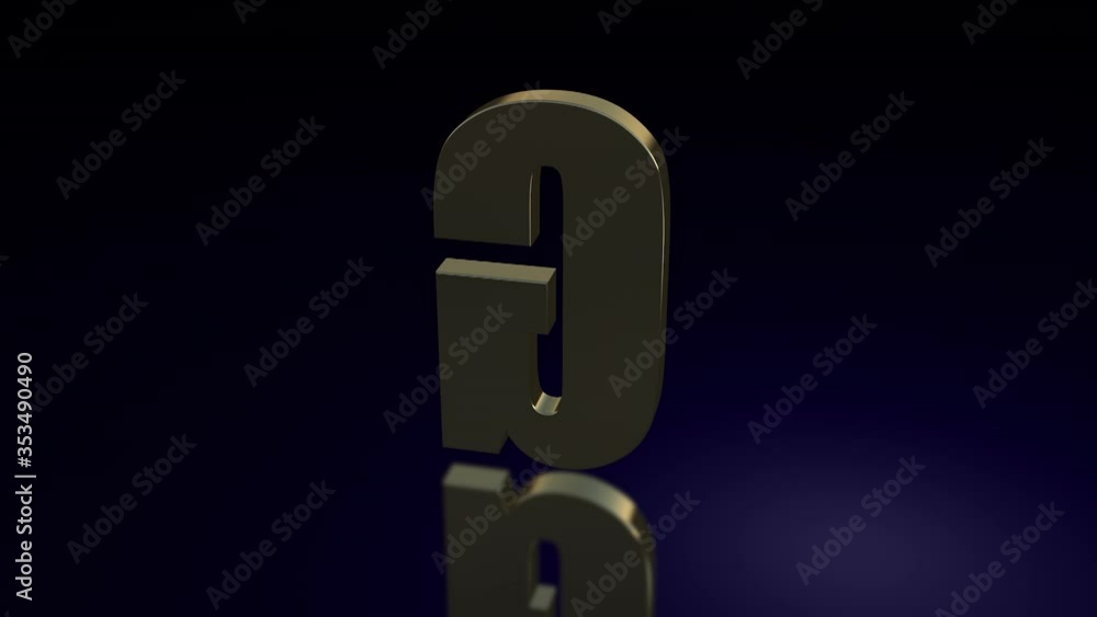 Symbol of letter g made from gold rotating on deep blue background. Symbol of letter g made from gold rotating on deep blue background.