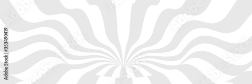Vector abstract illustration of vortex with lines. Trendy 3d background in op art style, optical illusion. Long horizontal banner