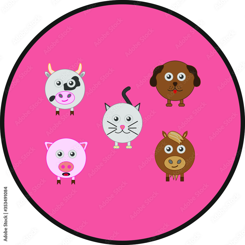 Fototapeta premium collection of domestic animal icons. illustration for web and mobile