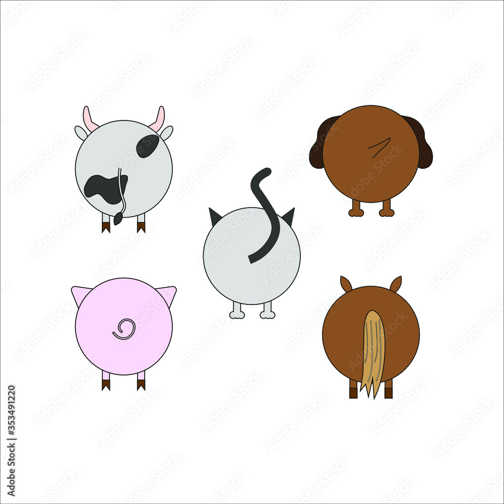 Obraz zbiór ikon zwierząt domowych. ilustracja dla sieci i urządzeń mobilnych