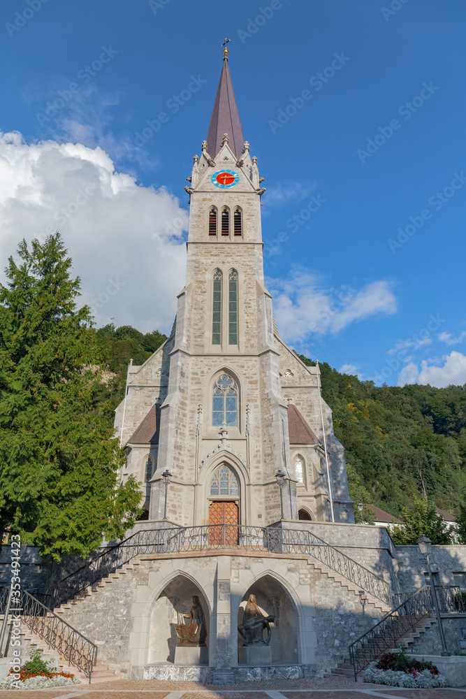 Fototapeta premium Front view of the Vaduz cathedral in Liechtenstein.