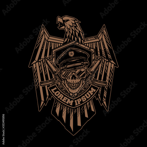 eagle badges with skull and guns vector design