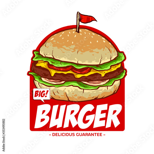 burger with flag vector for junk food restaurant logo