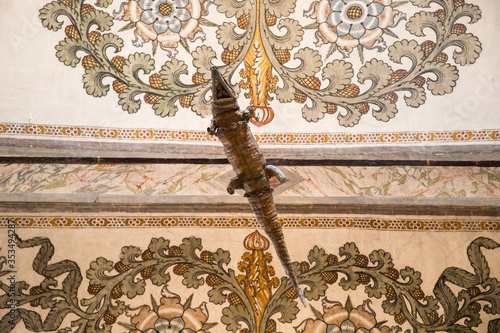 Vászonkép The crocodile hanging from the ceiling in the Sanctuary of Santa Maria delle Grazie, Curtatone, Province of Mantua, Italy