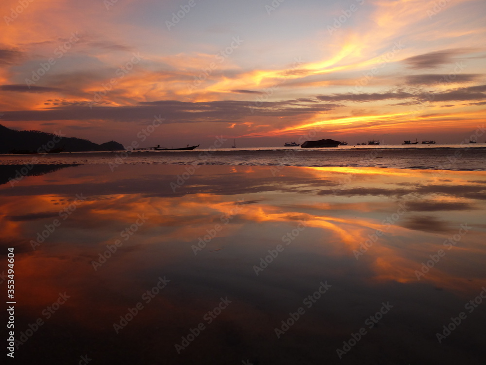 Beautiful sunset at the beach of Ko Tao in Thailand